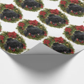 WeihnachtsKranz Newf Schwarzes Geschenkpapier (Ecke)