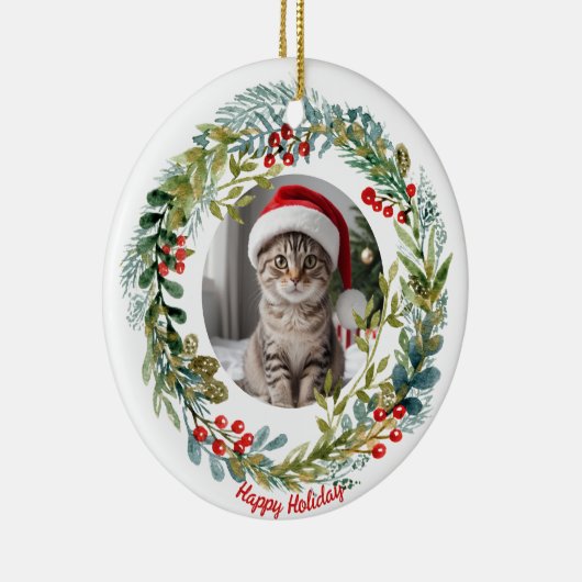 Weihnachtskranz Niedlich Kitty Keramik Ornament (Rechts)