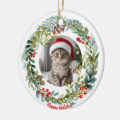 Weihnachtskranz Niedlich Kitty Keramik Ornament (Links)