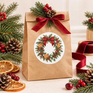 Weihnachtskranz-Party-Aufkleber Runder Aufkleber