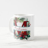 Weihnachtskranz personalisiert kaffeetasse (Vorderseite Links)
