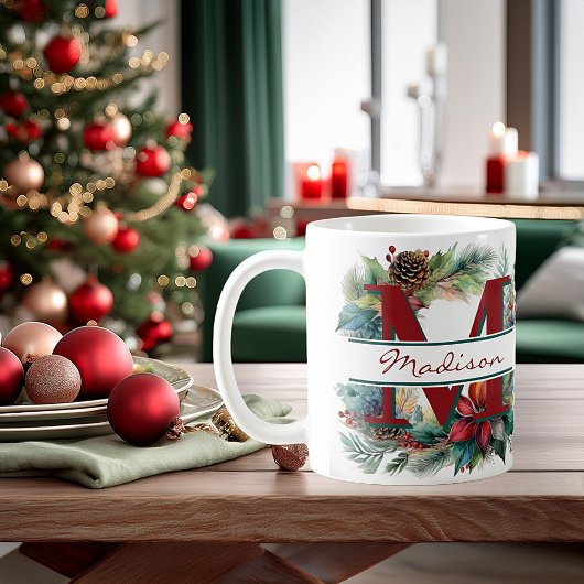 Weihnachtskranz personalisiert kaffeetasse