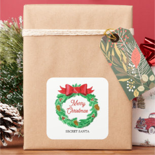 Weihnachtskranz Personalisiert Quadratischer Aufkleber