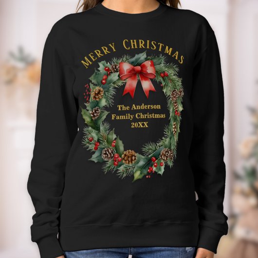 Weihnachtskranz Personalisiert Sweatshirt
