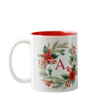 Weihnachtskranz personalisierte Kaffee-Tasse
