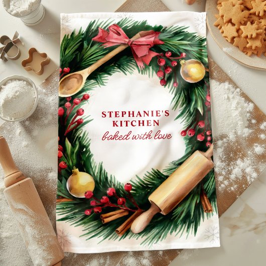 Weihnachtskranz Personalisierter Urlaub Geschirrtuch
