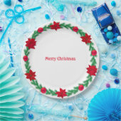 Weihnachtskranz, Poinsettias und Weihnachtsbällche Pappteller (Party)