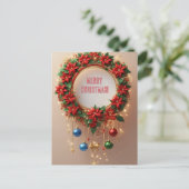 Weihnachtskranz Postkarte (Stehend Vorderseite)
