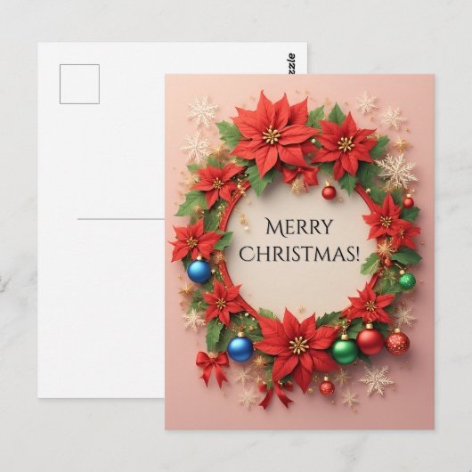 Weihnachtskranz Postkarte (Vorne/Hinten)