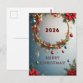 Weihnachtskranz Postkarte (Vorne/Hinten)