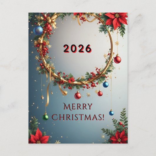 Weihnachtskranz Postkarte (Vorderseite)