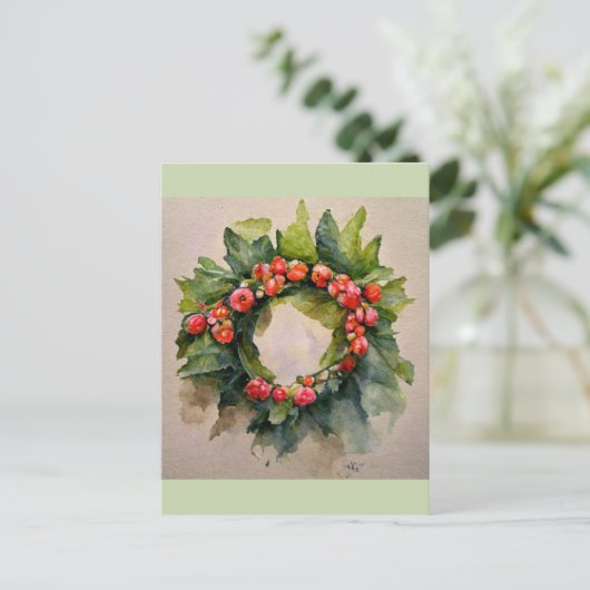 Weihnachtskranz Postkarte (Stehend Vorderseite)