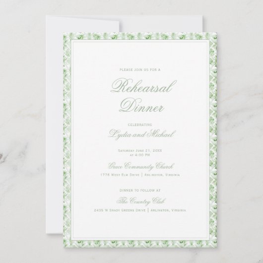 Weihnachtskranz | Probedinner mit Monogramm Einladung (Vorderseite)