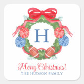 Weihnachtskranz Quadratischer Aufkleber (Vorderseite)