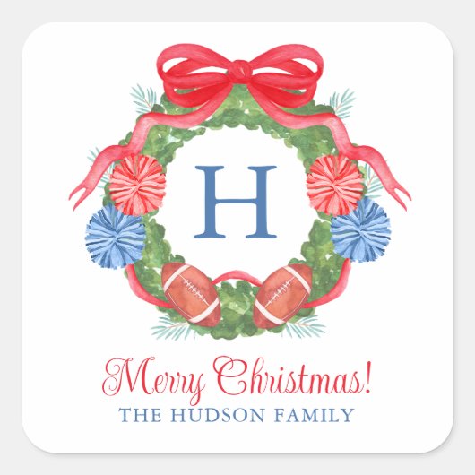 Weihnachtskranz Quadratischer Aufkleber (Vorderseite)