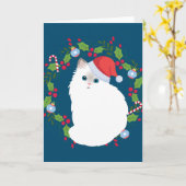 Weihnachtskranz-Ragdoll-Katze Karte (Gelbe Blume)