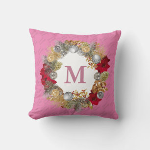 Weihnachtskranz Rosa MONOGRAMM Kissen