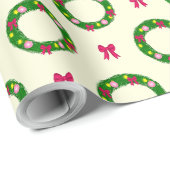 Weihnachtskranz & Rosa Schleife Geschenkpapier (Rolleneckpunkt)