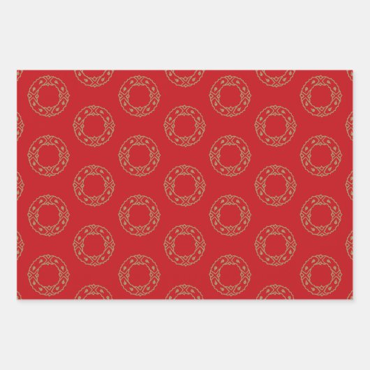 Weihnachtskranz Rot dunkelkieferngrün schwarz Geschenkpapier Set (Vorderseite)