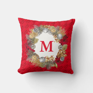 Weihnachtskranz Rot MONOGRAMM Kissen