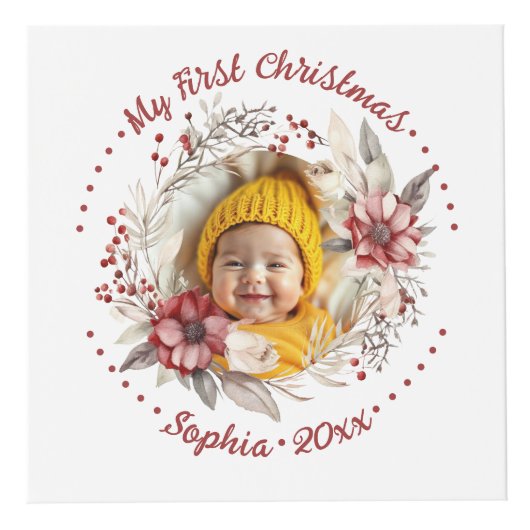 Weihnachtskranz, rote Blume, Beeren Foto Würfel (Rechts)