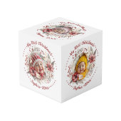 Weihnachtskranz, rote Blume, Beeren Foto Würfel (Vorderseite Schrägansicht)