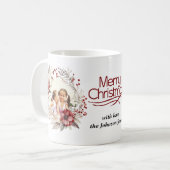 Weihnachtskranz, rote Blume und Beeren Foto Kaffeetasse (Vorderseite Links)