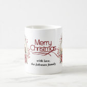 Weihnachtskranz, rote Blume und Beeren Foto Kaffeetasse (Mittel)
