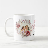Weihnachtskranz, rote Blume und Beeren Foto Kaffeetasse (Links)