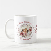 Weihnachtskranz, rote Blume und Beeren Foto Kaffeetasse (Links)