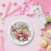 Weihnachtskranz, rote Blume und Beeren Foto Pappteller (Party)