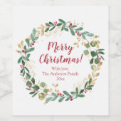 Weihnachtskranz Rote Heilige Beeren Weinetikett (Einzelnes Label)