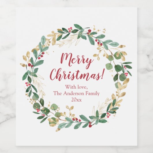 Weihnachtskranz Rote Heilige Beeren Weinetikett (Einzelnes Label)