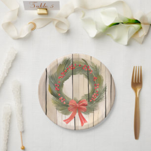 Weihnachtskranz roter Bogen Pretty Pine Wasserfa Pappteller