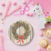 Weihnachtskranz roter Bogen | Pretty Pine Wasserfa Pappteller (Party)
