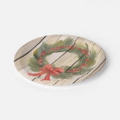 Weihnachtskranz roter Bogen | Pretty Pine Wasserfa Pappteller (Schrägansicht)