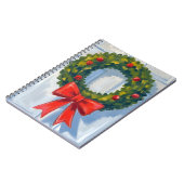 Weihnachtskranz roter Bogen weiße Wasserfarbe Notizblock (Linke Seite)