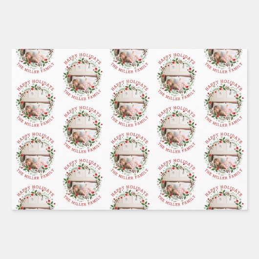 Weihnachtskranz, Roter Glückspilz 3 Foto Geschenkpapier Set (Vorderseite 3)