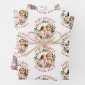 Weihnachtskranz, Roter Glückspilz 3 Foto Geschenkpapier Set (Beispiel)