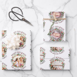 Weihnachtskranz, Roter Glückspilz 3 Foto Geschenkpapier Set