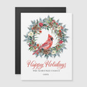 Weihnachtskranz Roter Kardinal Urlaub Magnetic Magnetkarte (Vorne/Hinten)