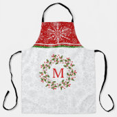 Weihnachtskranz & Roter Streifen & Schneeflocken Schürze (Vorderseite)