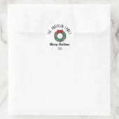 Weihnachtskranz rotes Band Lichter personalisierte Runder Aufkleber (Tasche)