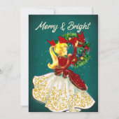 Weihnachtskranz Rotgold Glitzer Mädchen Dankeskarte (Vorderseite)