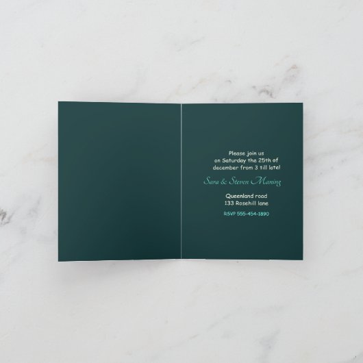 Weihnachtskranz Rotgold Glitzer Mädchen Einladung (Innenseite)