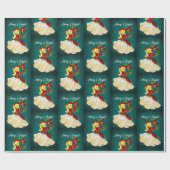 Weihnachtskranz Rotgold Glitzer Mädchen Geschenkpapier (Flach)