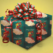 Weihnachtskranz Rotgold Glitzer Mädchen Geschenkpapier