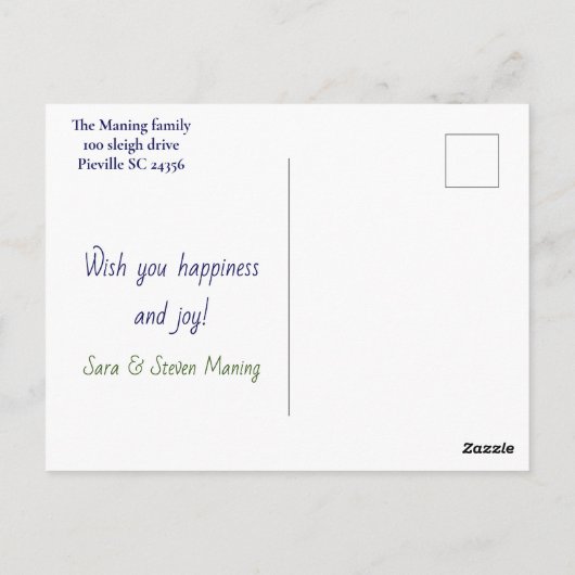 Weihnachtskranz Rotgold Glitzer Mädchen Postkarte (Rückseite)