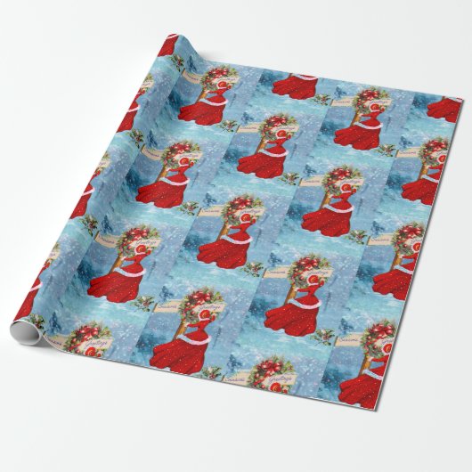 Weihnachtskranz Rotschnee von Glitzer Geschenkpapier (Ungerollt)