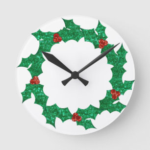 Weihnachtskranz Runde Wanduhr